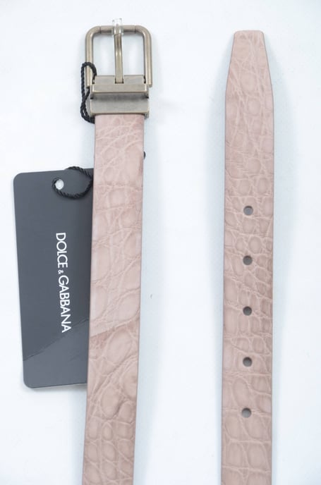 Dolce & Gabbana Ceinture en cuir à boucle dorée en peau exotique beige pour homme - Image 1