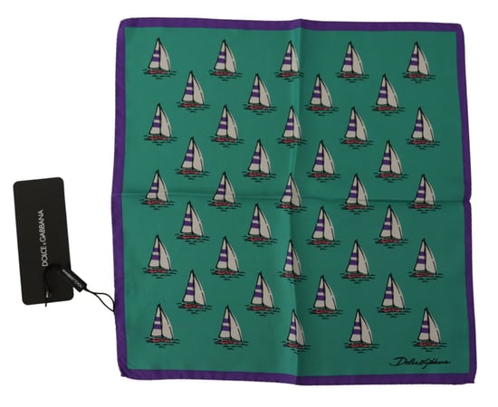 Dolce & Gabbana Men's Multicolor Printed DG Logo Square Handkerchief Scarf