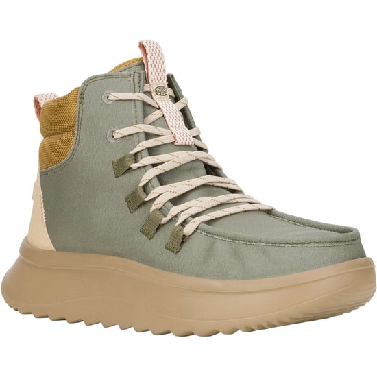 HEYDUDE Wendy Peak Apres PU beschichtetes Segeltuch Damen Olive Stiefel - Image 1
