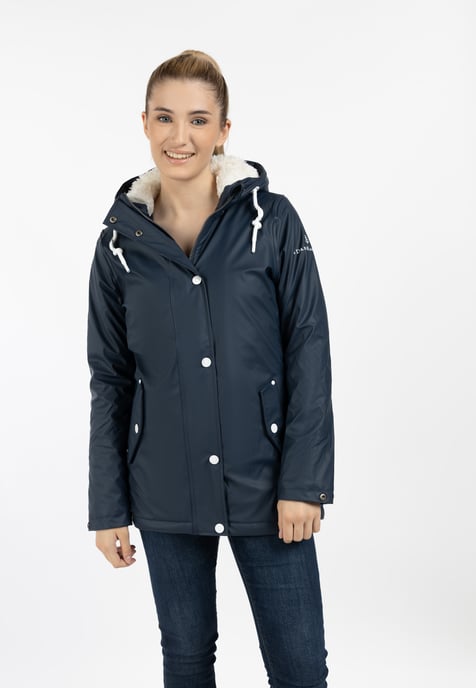 Dreimaster Regenjacke mit Teddyfutter Damen Marine - Image 2