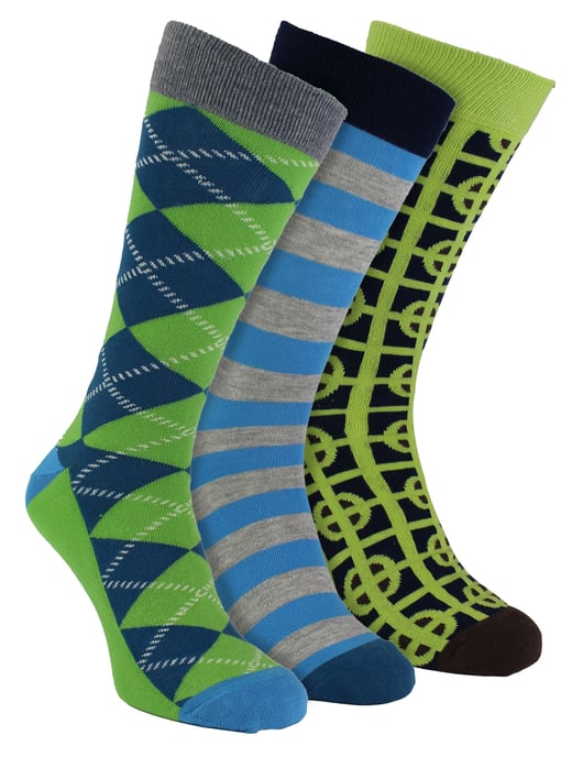 HS von Happy Socks - Herren 3er Pack Klassische Struktur Socken - Target (Grün) - Image 1