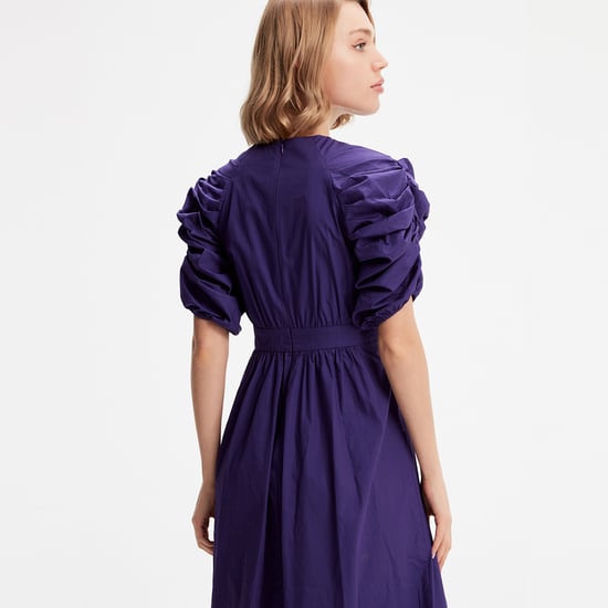 Trapeze Dress With Puffed Sleeves