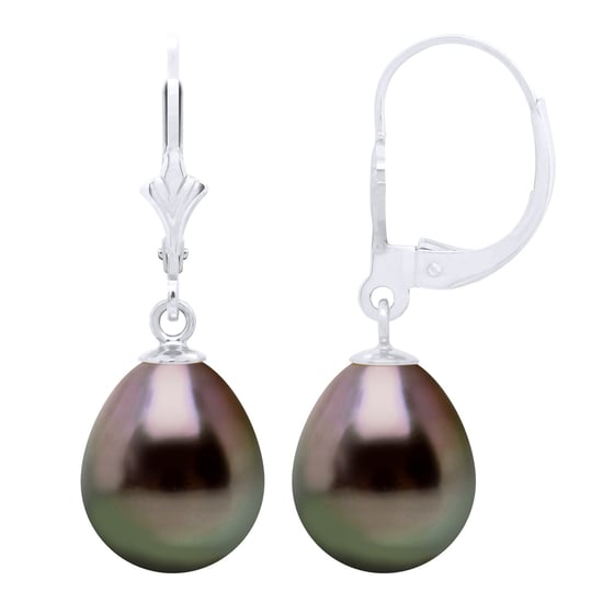 Ohrringe aus Weißgold und echten Tahiti-Zuchtperlen, birnenförmig, 10–11 mm - Image 1
