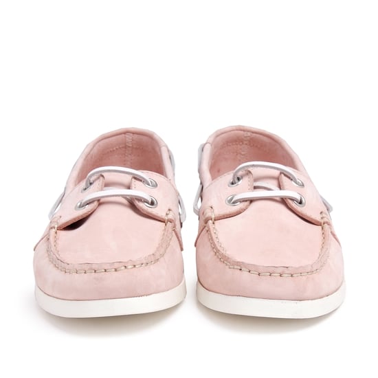 Women's Leather Boat Shoes For Laces in Pink