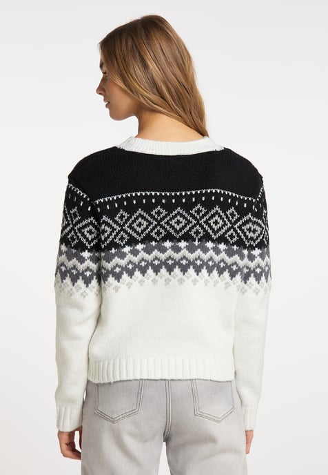Mymo Strickjacke Damen schwarz-wollweiß - Image 4