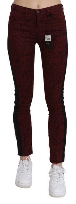 Costume National Women's Dark Red Mid Waist Slim Fit Cotton Jeans - Image 1