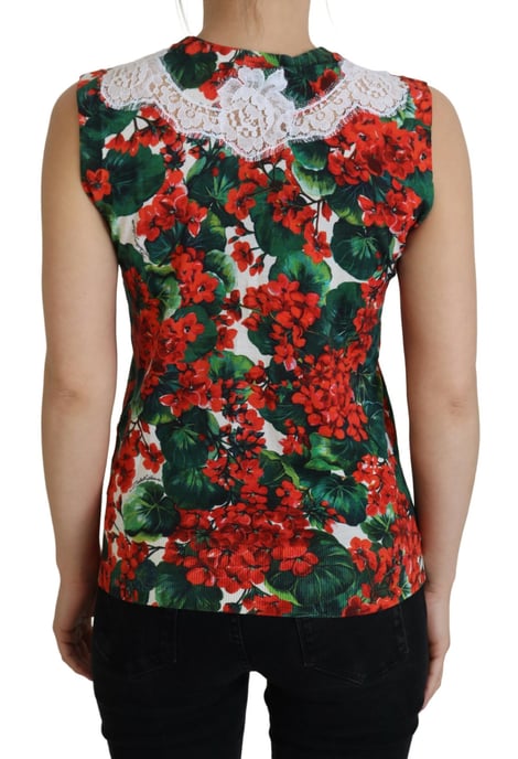 Dolce & Gabbana Damen Weiß Floral Wolle Spitzen Tank Top - Image 3