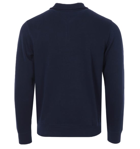 Men's Lacoste Zippered Stand-Up Collar Cotton Sweatshirt in Navy