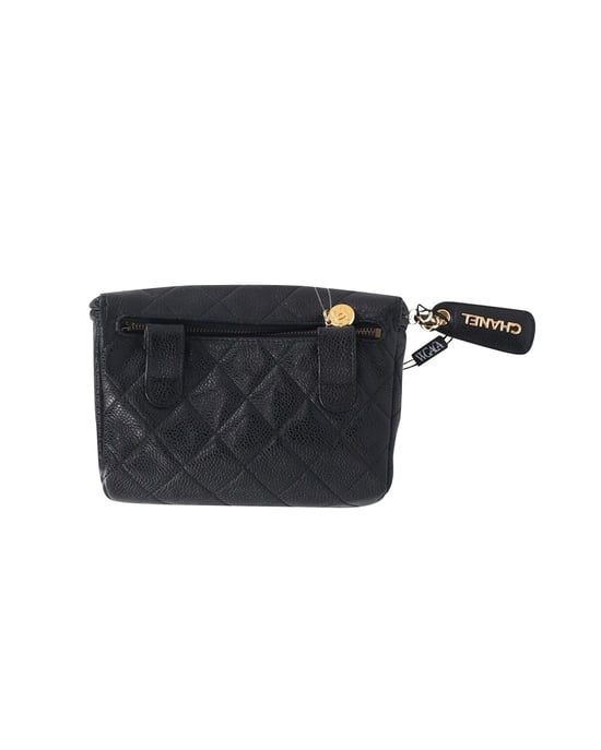 Chanel Vintage Gürteltasche aus schwarzem Kaviarleder - Image 2