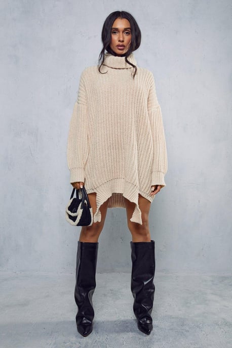 Rib Knit Oversized Jumper Dress