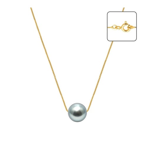 750/1000 Yellow Gold Venitian Chain Woman Necklace and Black Tahitian Pearl