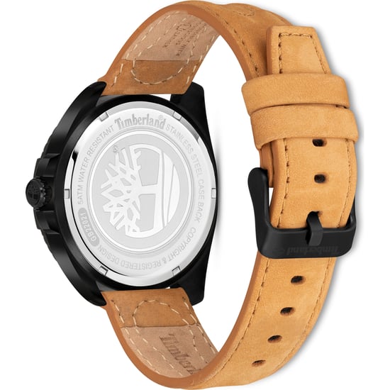 Die Timberland Quarzuhr für Herren mit schwarzem Zifferblatt und robustem braunen Lederarmband ist ein markantes Accessoire für den modernen Mann. Mit ihrem robusten Design und der Wasserdichtigkeit von 5 ATM ist diese Uhr, Modell Millinocket, perfekt für - Image 3