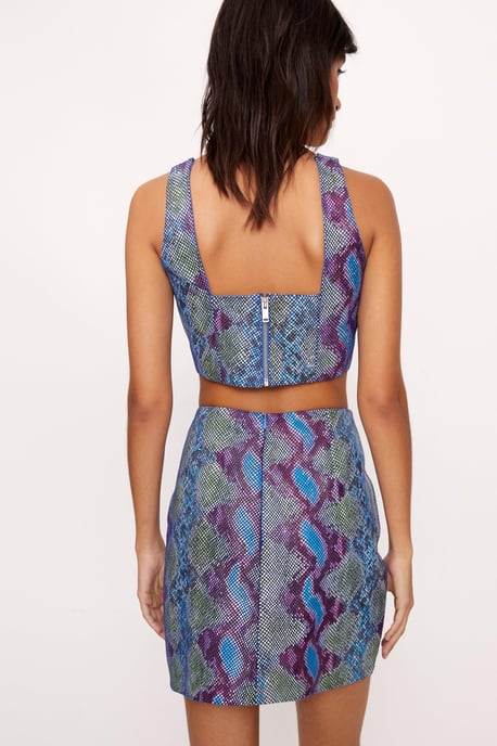 Real Leather Snake Foil Pelmet Skirt