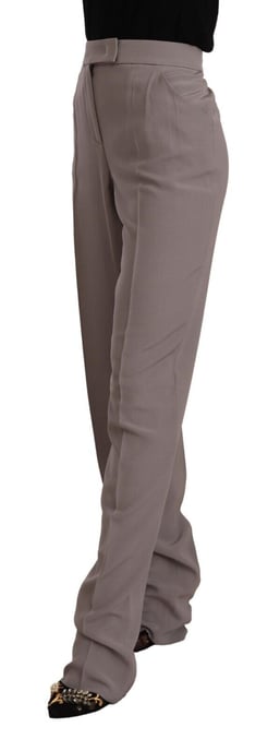 Armani Damen Braune Hohe Taille Seiden Tapered Lange Hose - Image 2
