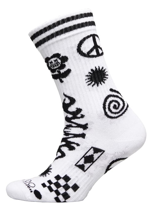 Patchwork-Socken | Happy Socks | Lustige Muster-Socken im Novelty-Design | Geschenk-Socken - Weiß - Image 1