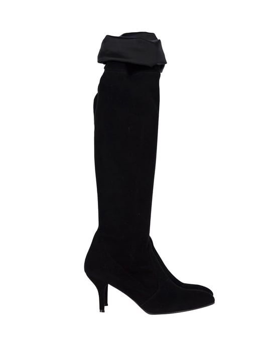 Stuart Weitzman Tieland Über-Knie-Stiefel aus schwarzem Wildleder - Image 1