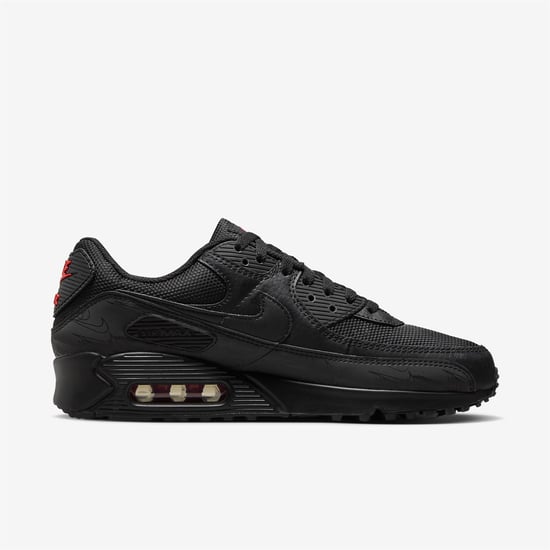 Nike Air Max 90 Herren Turnschuhe in Schwarz/Schwarz/Hellkarminrot - Image 2