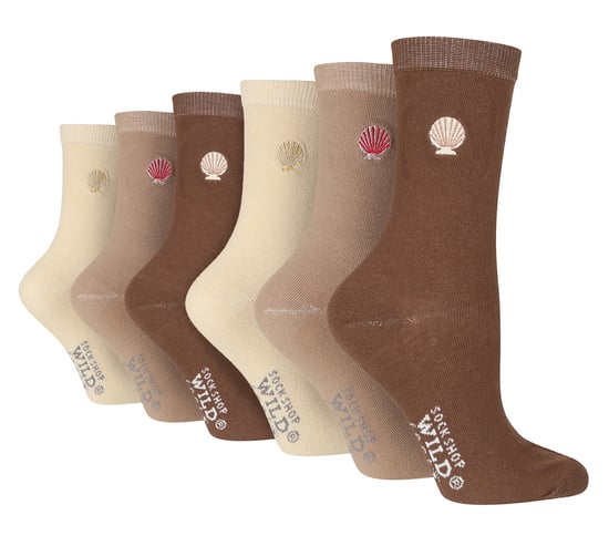 6 Pack Damen Schwarz Neuheit Socken | Wildfeet | Niedliche bestickte Socken in Baumwolle - Multicolour - Image 1