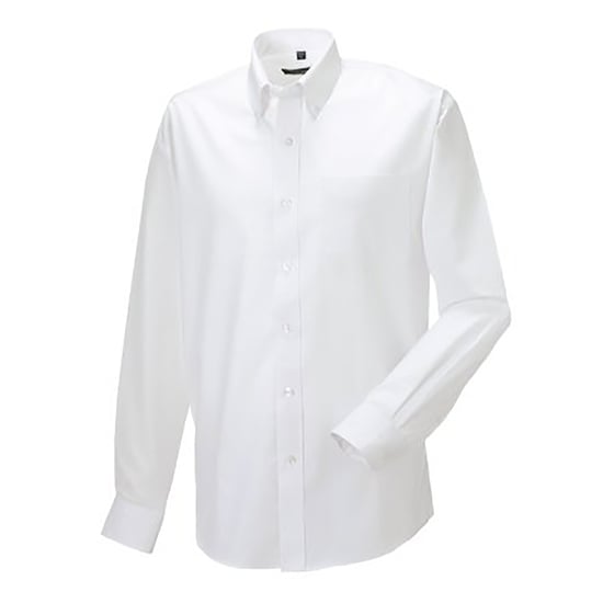 Russell Collection Herren-Langarmhemd aus pflegeleichtem Oxford (Weiß) - Image 1