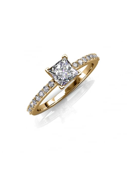 Einfacher quadratischer Ring - Gold und Kristall - Image 1