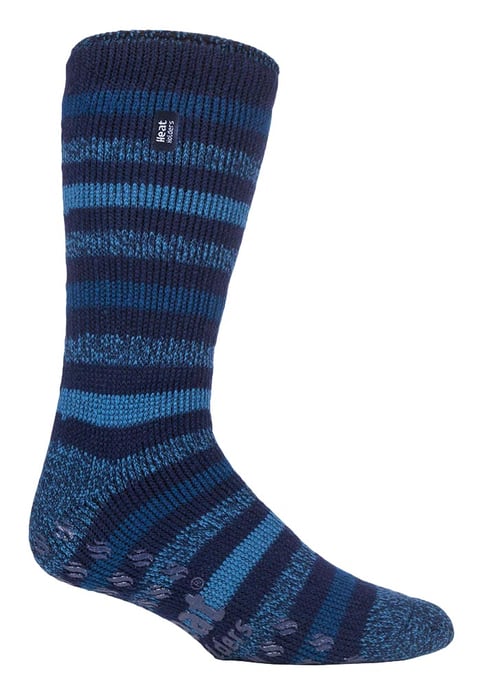 Heat Holders Mens Twist Stripe Patterned Fleece gefüttert Slipper Socken - Image 1