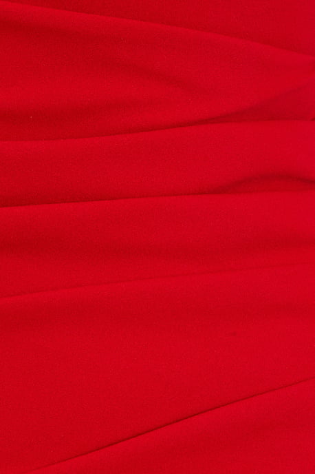 Red Bardot Ruched Split Maxi Dress