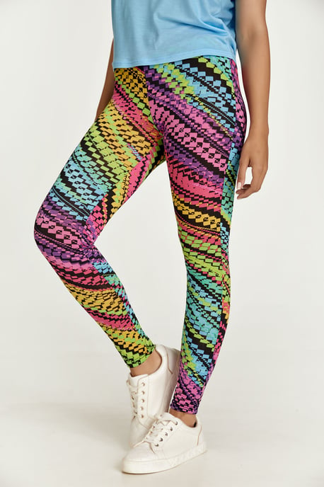 Fliederfarbene Leggings mit mehrfarbigem Druck - Image 4