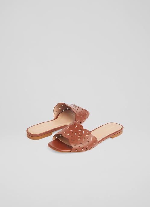 LK Bennett Amaya Flat Sandals, Cognac
