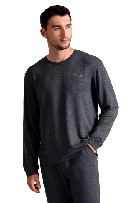 Ted Baker Langarm-Pyjama-Oberteil | Atmungsaktives lässiges Herren-Langarm-T-Shirt - Anthrazit - Image 1