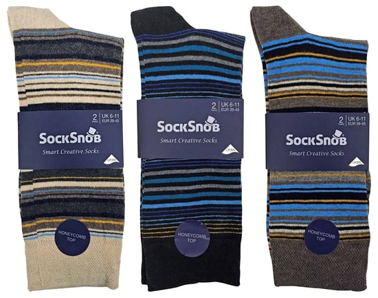 6er-Pack bunte gestreifte Baumwollsocken für Herren in 7 verschiedenen Ausführungen - Image 2