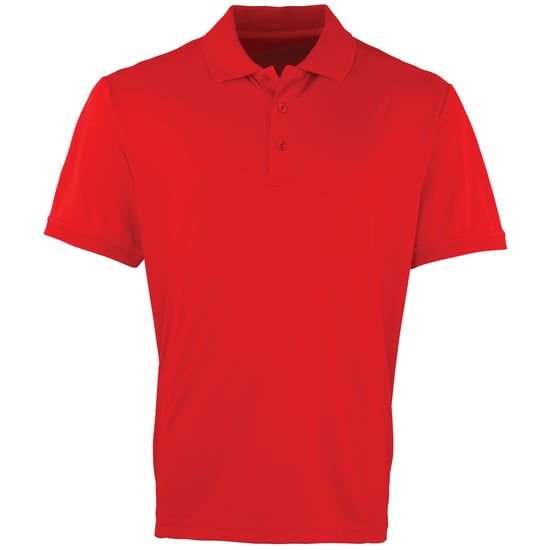 Premier Mens Coolchecker Pique Kurzarm-Polo T-Shirt (Rot) - Image 1