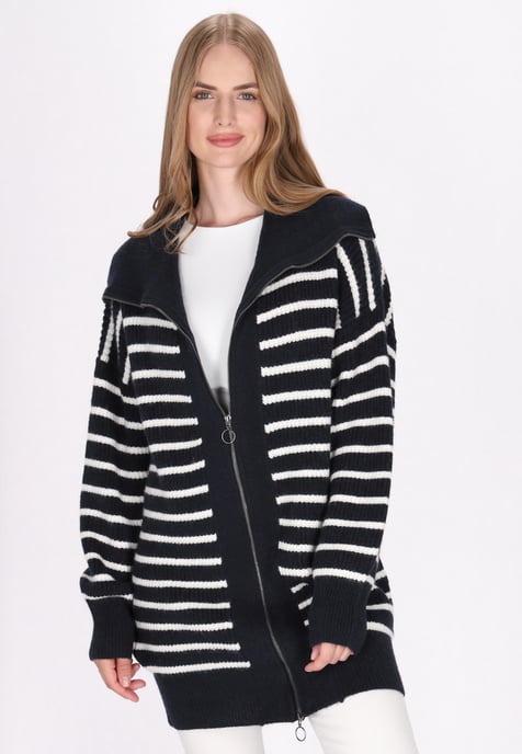 Dreimaster Cardigan Damen Marine Wollweiss - Image 3