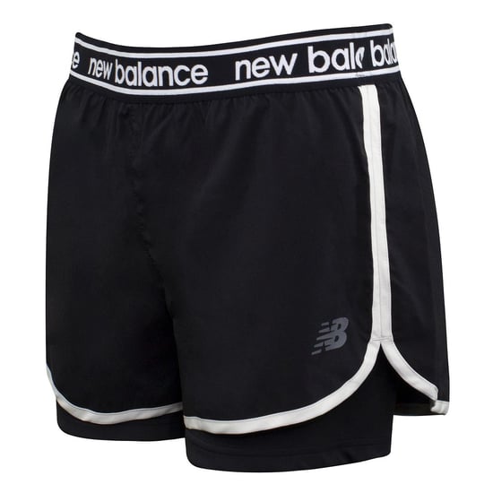 New Balance  Logo Black Stretch Waist Womens Relentless 2in1 Shorts WS01177 BK