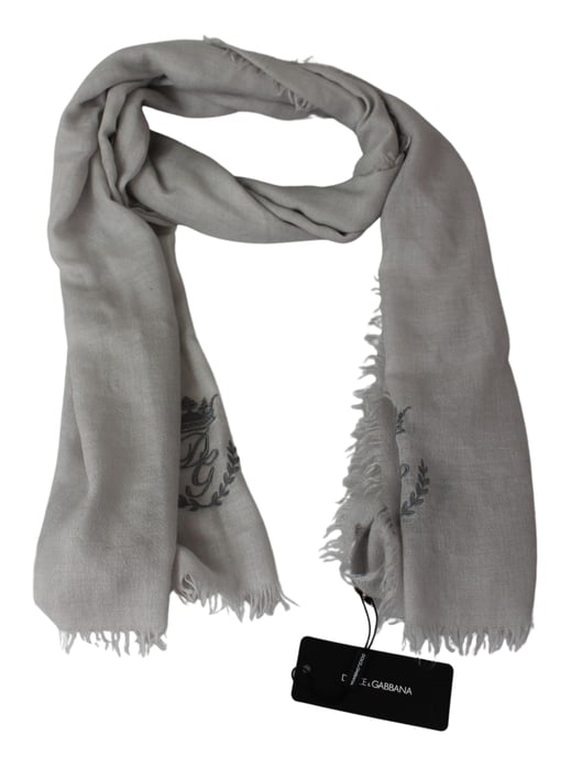 Dolce & Gabbana Men's Scarf Off White DG Crown Embroidery Neck Wrap - Image 3