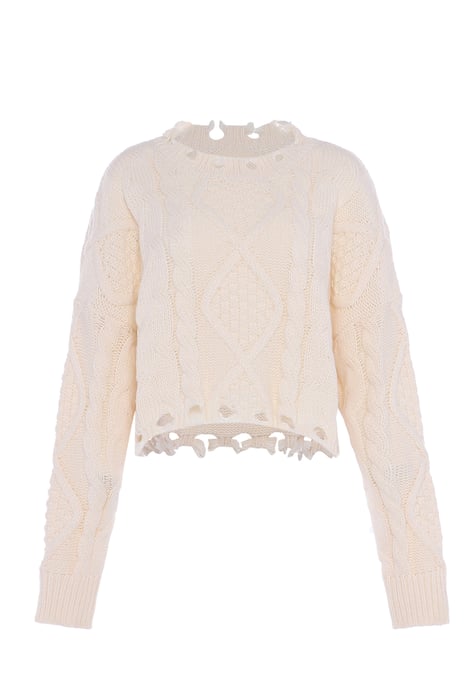 Mymo Strickpullover Damen Wollweiß - Image 1