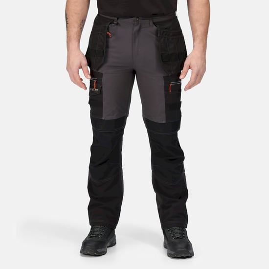 Regatta Herren Infiltrate Softshell Stretch Arbeits Hose (Eisen/Schwarz) - Image 5