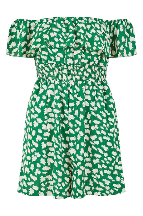 Green Splash Print Bardot Playsuit
