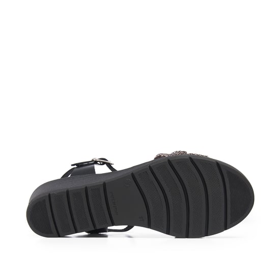 Women's Wedge Leather Sandals in Black