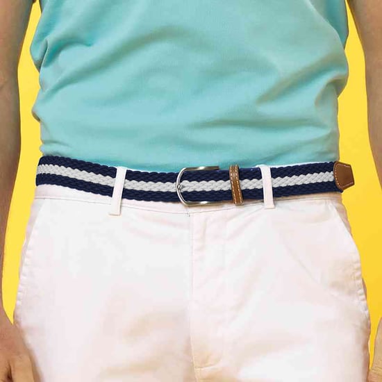 Asquith & Fox Mens Two Colour Stripe Braid Stretch Belt (Navy/White)