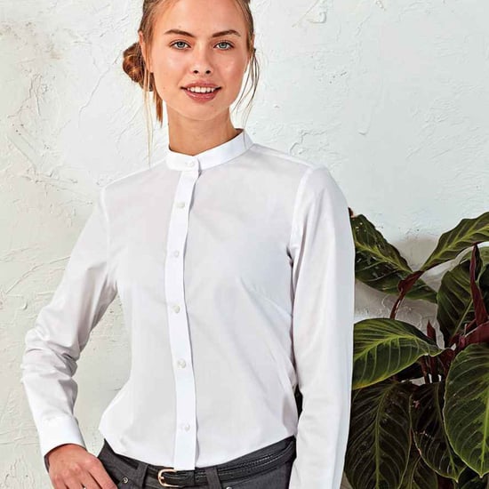 Premier - Formelles Hemd Opa-Kragen für Damen (Weiß) - Image 3