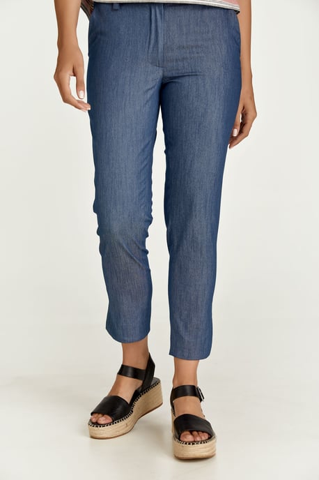 Blue Denim Style Cotton Pants