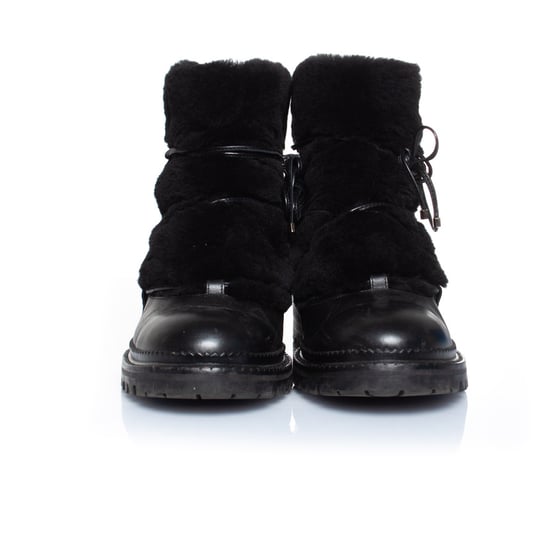 Fell-verzierte Leder Schnürstiefel - Image 3