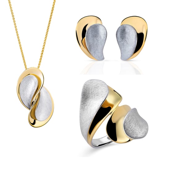 Orphelia 'Ameliana' Damen-Set aus 925er Sterlingsilber: Halskette + Ohrringe + Ring – Silber/Gold SET-7508 - Image 1