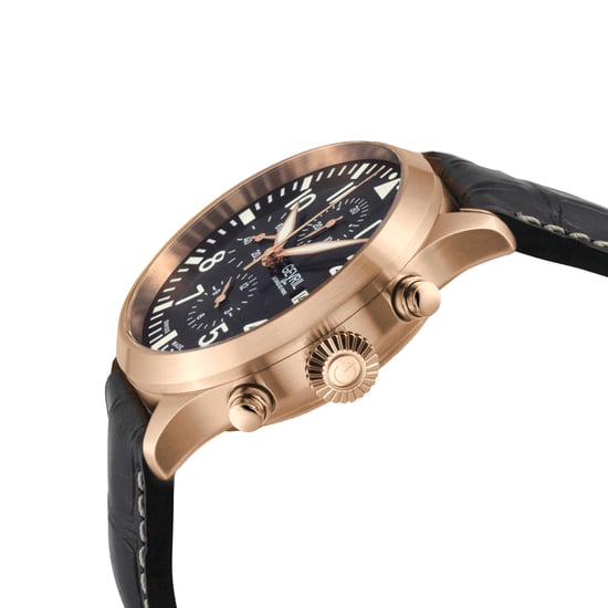 Gevril Vaughn Chronograph Black Dial Swiss Automatic ETA 7750 Watch