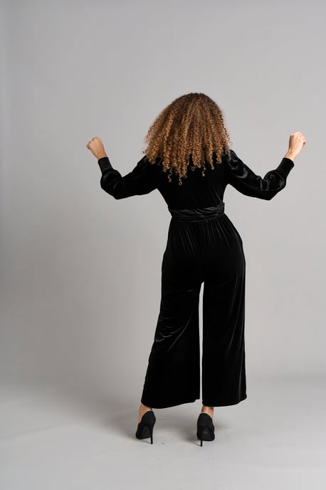 Ava Velvet Jumpsuit - Black