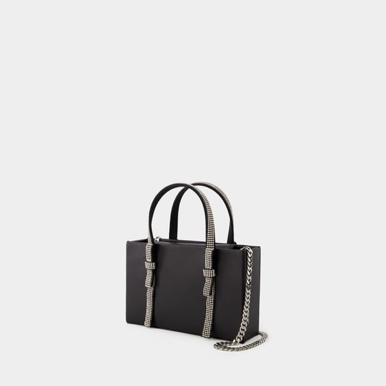 Bow Midi Handbag - Kara - Leather - Black