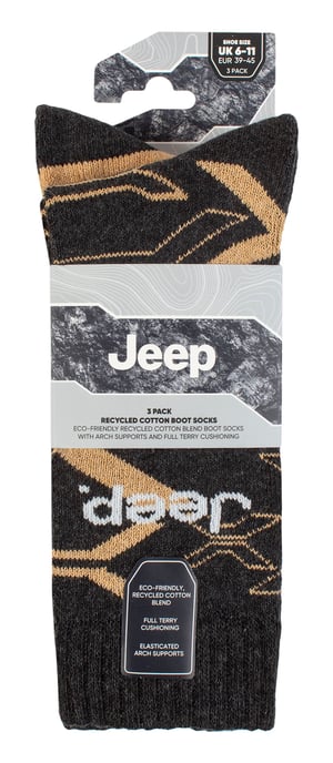 Herren Walking Boot Socken | Jeep | Voll Kissen Anti Blister Camoflauge Socken, gestrickt Recycelt Baumwolle Camo Socken - Khaki / Stein - Image 2