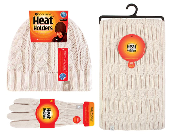 Damen-Set aus Strickmütze, Schal und Handschuhen | Wärmehalter | Mit Fleece gefüttertes Damen-Thermoset für kaltes Wetter für den Winter, Creme - Image 2