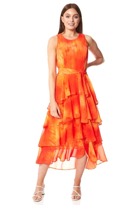 Tie Dye Print Layer Midi Dress