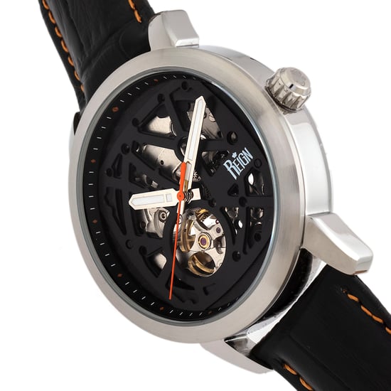 Reign Rudolf Automatic Skeleton Leather-Band Watch